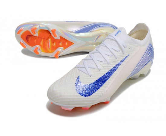 Nike Air Zoom Mercurial Vapor 16 Elite FG White Blue Low Soccer Cleats For Women And Men