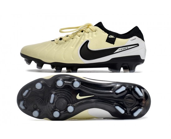 Nike Tiempo Legend 10 Elite FG Beige Black White Low Soccer Cleats For Men