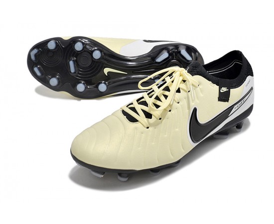 Nike Tiempo Legend 10 Elite FG Beige Black White Low Soccer Cleats For Men