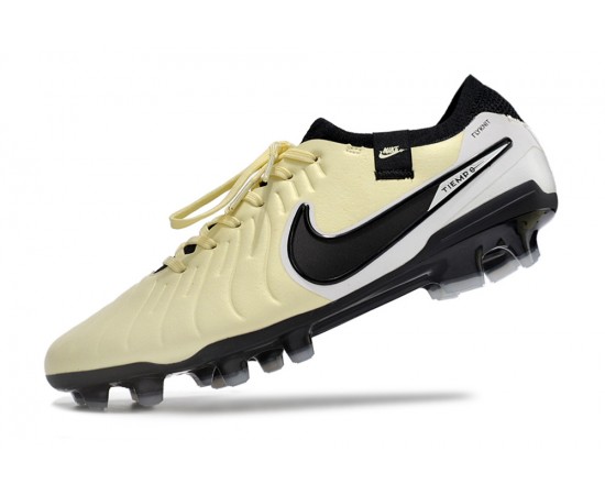 Nike Tiempo Legend 10 Elite FG Beige Black White Low Soccer Cleats For Men