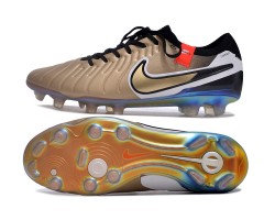 Nike Tiempo Legend 10 Elite FG Brown Gold Grey Low Soccer Cleats For Men