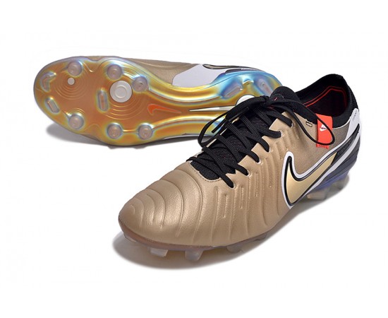 Nike Tiempo Legend 10 Elite FG Brown Gold Grey Low Soccer Cleats For Men