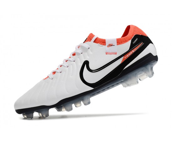 Nike Tiempo Legend 10 Elite FG Orange Black White Low Soccer Cleats For Men