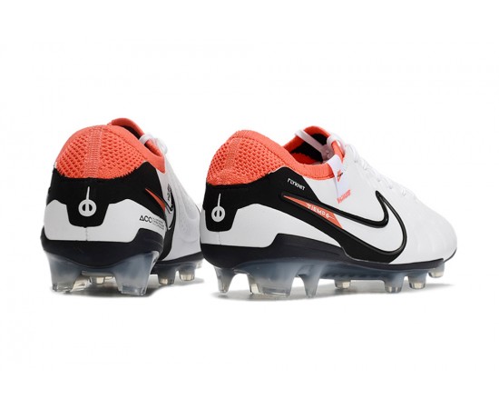 Nike Tiempo Legend 10 Elite FG Orange Black White Low Soccer Cleats For Men