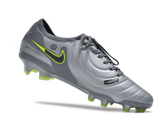 Nike Tiempo Legend 10 Elite FG Silver Green Black Green Low Soccer Cleats For Men