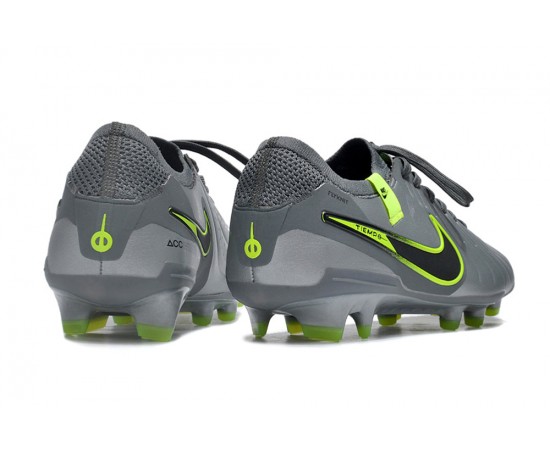 Nike Tiempo Legend 10 Elite FG Silver Green Black Green Low Soccer Cleats For Men