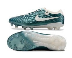 Nike Tiempo Legend 10 Elite FG White Beige Blue Low Soccer Cleats For Men