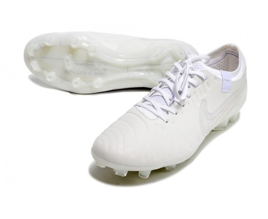 Nike Tiempo Legend 10 Elite FG White Beige Low Soccer Cleats For Men