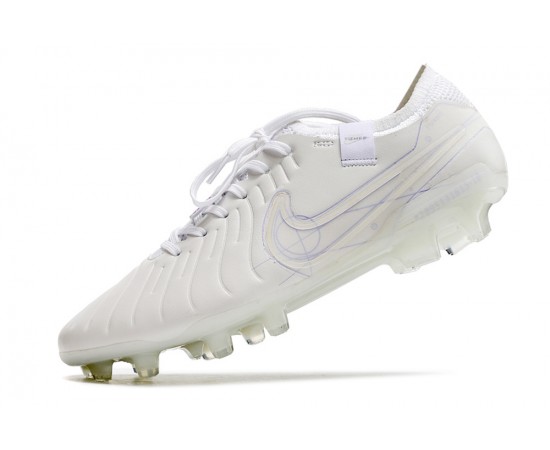 Nike Tiempo Legend 10 Elite FG White Beige Low Soccer Cleats For Men