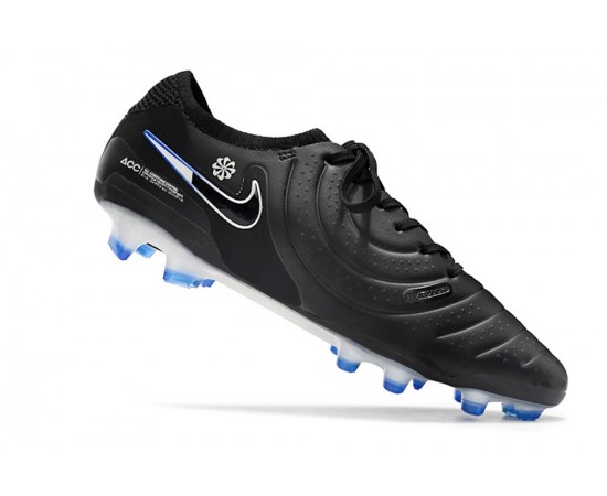 Nike Tiempo Legend 10 Elite FG White Blue Black Low Soccer Cleats For Men