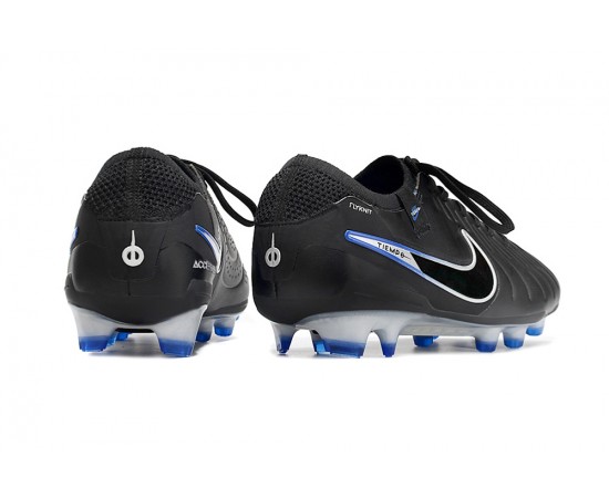 Nike Tiempo Legend 10 Elite FG White Blue Black Low Soccer Cleats For Men