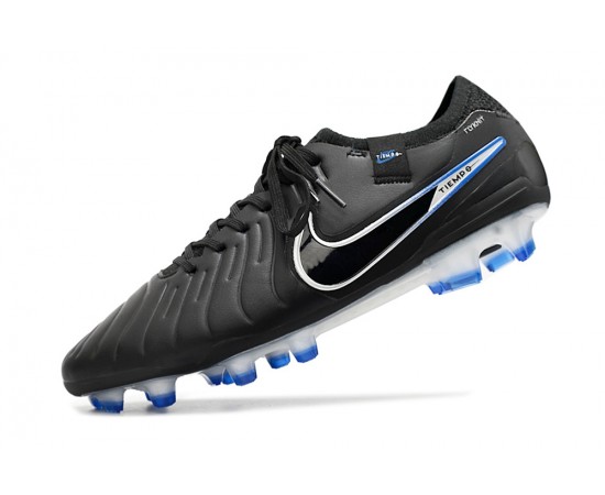 Nike Tiempo Legend 10 Elite FG White Blue Black Low Soccer Cleats For Men