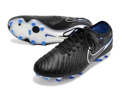 Nike Tiempo Legend 10 Elite FG White Blue Black Low Soccer Cleats For Men