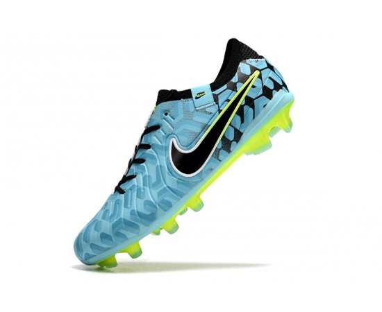 Nike Tiempo Legend 10 Elite FG Low Soccer Cleats Blue Black Green For Men