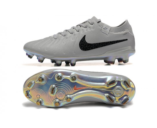 Nike Tiempo Legend 10 Elite FG Low Soccer Cleats Grey Black For Men