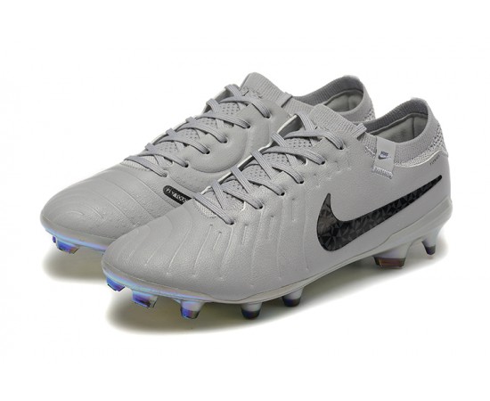 Nike Tiempo Legend 10 Elite FG Low Soccer Cleats Grey Black For Men