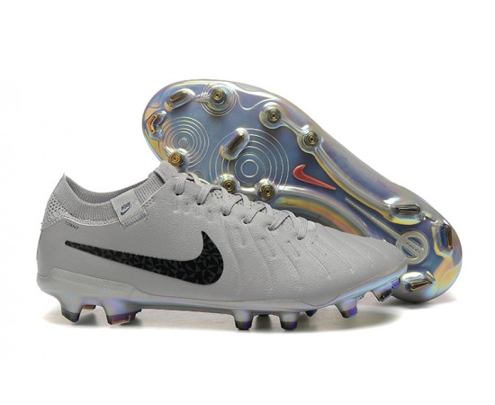 Nike Tiempo Legend 10 Elite FG Low Soccer Cleats Grey Black For Men