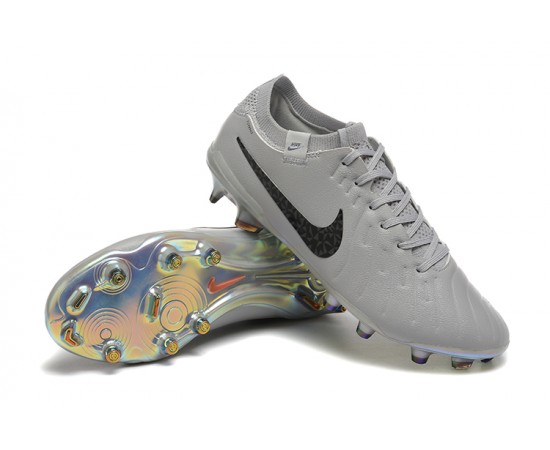 Nike Tiempo Legend 10 Elite FG Low Soccer Cleats Grey Black For Men