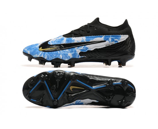 Nike Phantom GX Elite FG Grey Black Ltblue Low Soccer Cleats For Men