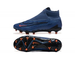 Nike Phantom GX Elite FG High Top Soccer Cleats Deep Blue Black Orange For Men 