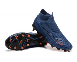 Nike Phantom GX Elite FG High Top Soccer Cleats Deep Blue Black Orange For Men 