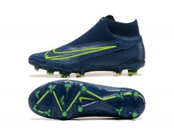 Nike Phantom GX Elite FG High Top Soccer Cleats Deep Blue Yellow Green For Men 