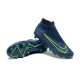 Nike Phantom GX Elite FG High Top Soccer Cleats Deep Blue Yellow Green For Men