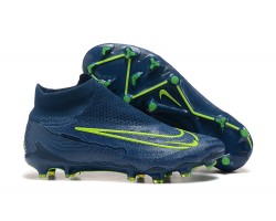 Nike Phantom GX Elite FG High Top Soccer Cleats Deep Blue Yellow Green For Men 