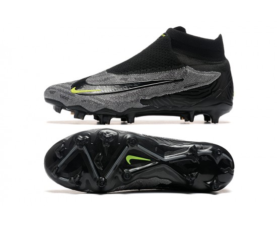 Nike Phantom GX Elite FG High Top Soccer Cleats Grey Black Yellow For Men