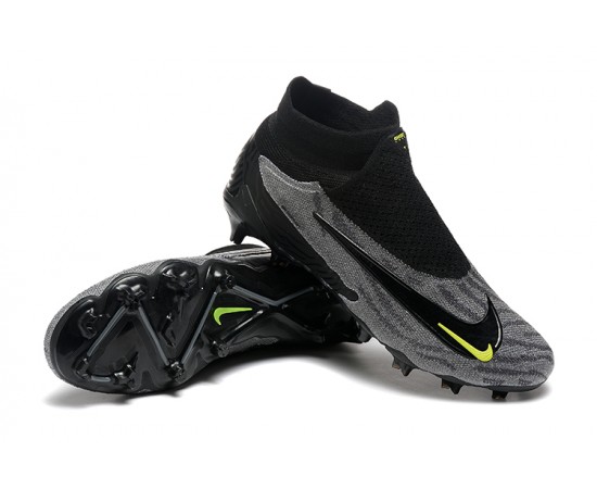 Nike Phantom GX Elite FG High Top Soccer Cleats Grey Black Yellow For Men