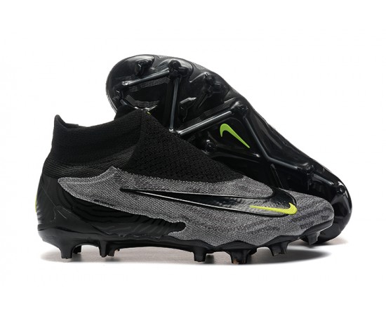 Nike Phantom GX Elite FG High Top Soccer Cleats Grey Black Yellow For Men