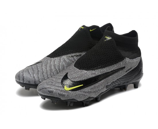 Nike Phantom GX Elite FG High Top Soccer Cleats Grey Black Yellow For Men