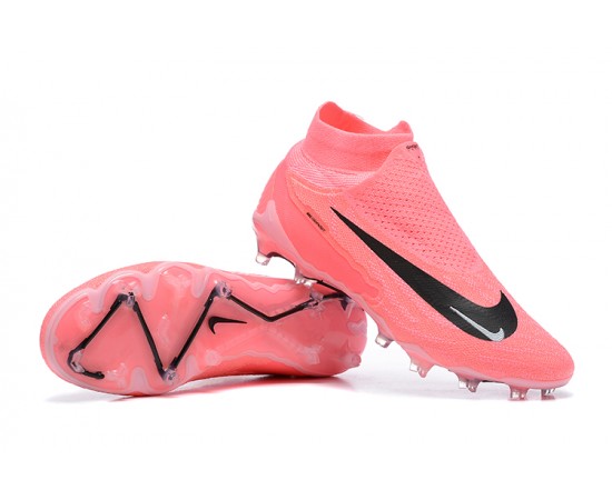 Nike Phantom GX Elite FG High Top Soccer Cleats Pink Black For Men