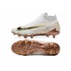 Nike Phantom GX Elite FG High Top Soccer Cleats White Gold Black For Men