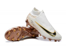 Nike Phantom GX Elite FG High Top Soccer Cleats White Gold Black For Men 