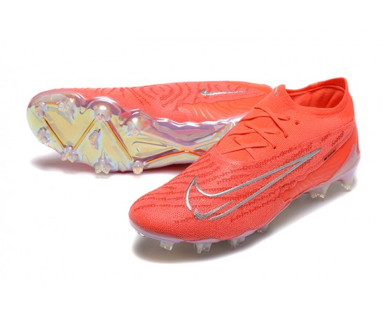 Nike Phantom GX Elite FG Low Soccer Cleats Orange Silver For Men