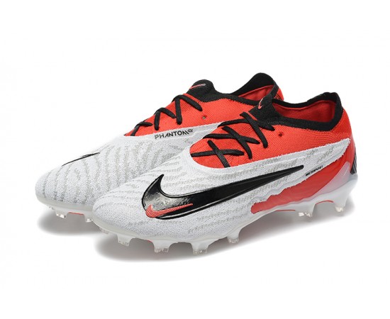 Nike Phantom GX Elite FG Low Soccer Cleats White Red Black For Men