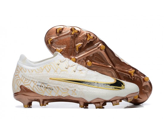 Nike Phantom GX Elite FG Low Soccer Cleats White Yellow Brown For Men