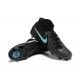 Nike Phantom Luna Elite FG Black Ltblue High Soccer Cleats For Men