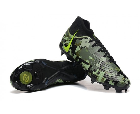 Nike Phantom Luna Elite FG High Top Black Green Soccer Cleats For Men