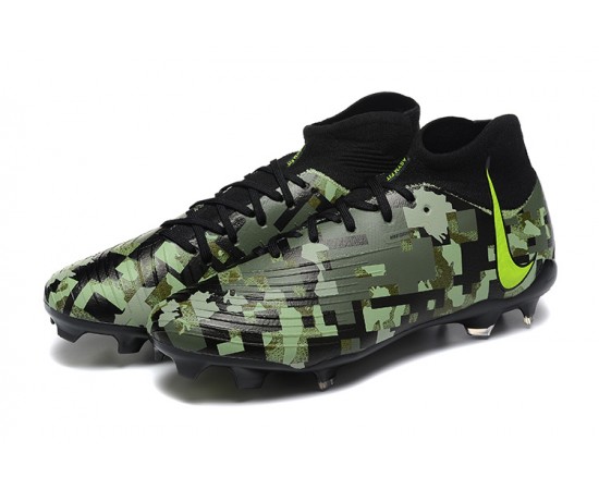 Nike Phantom Luna Elite FG High Top Black Green Soccer Cleats For Men