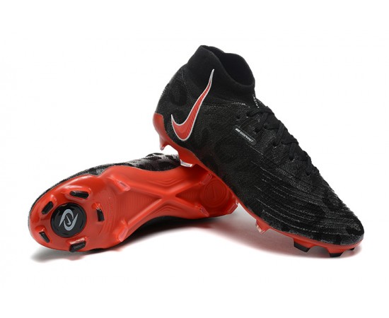 Nike Phantom Luna Elite FG High Top Black Red Soccer Cleats For Men