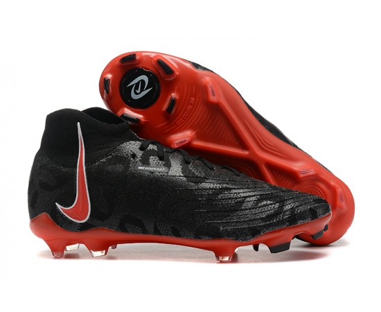 Nike Phantom Luna Elite FG High Top Black Red Soccer Cleats For Men