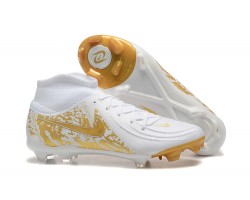 Nike Phantom Luna Elite FG High Top Gold White Soccer Cleats For Men 