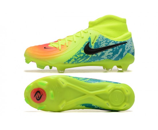 Nike Phantom Luna Elite FG High Top Green Blue Black Soccer Cleats For Men