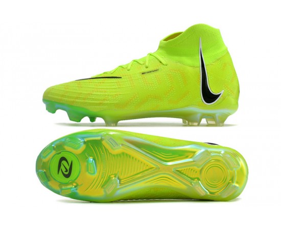 Nike Phantom Luna Elite FG High Top Green Yellow Black Soccer Cleats For Men And Women