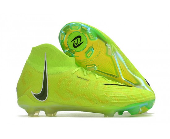 Nike Phantom Luna Elite FG High Top Green Yellow Black Soccer Cleats For Men And Women