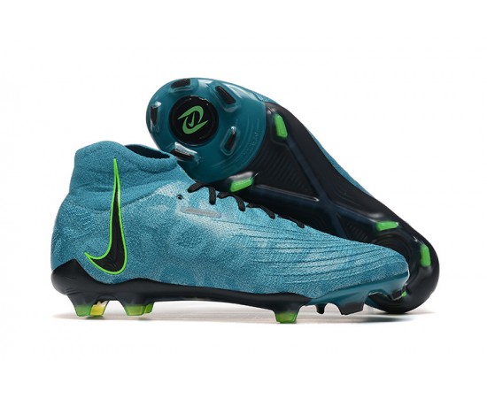 Nike Phantom Luna Elite FG High Top Ltblue Black Green Soccer Cleats For Men