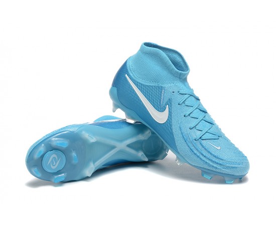 Nike Phantom Luna Elite FG High Top Ltblue White Soccer Cleats For Men