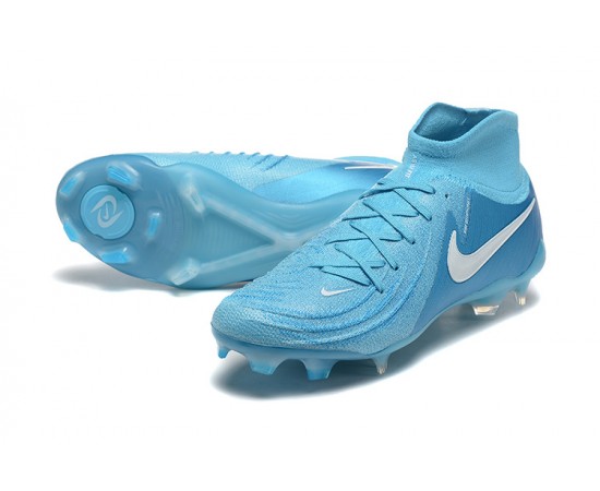 Nike Phantom Luna Elite FG High Top Ltblue White Soccer Cleats For Men